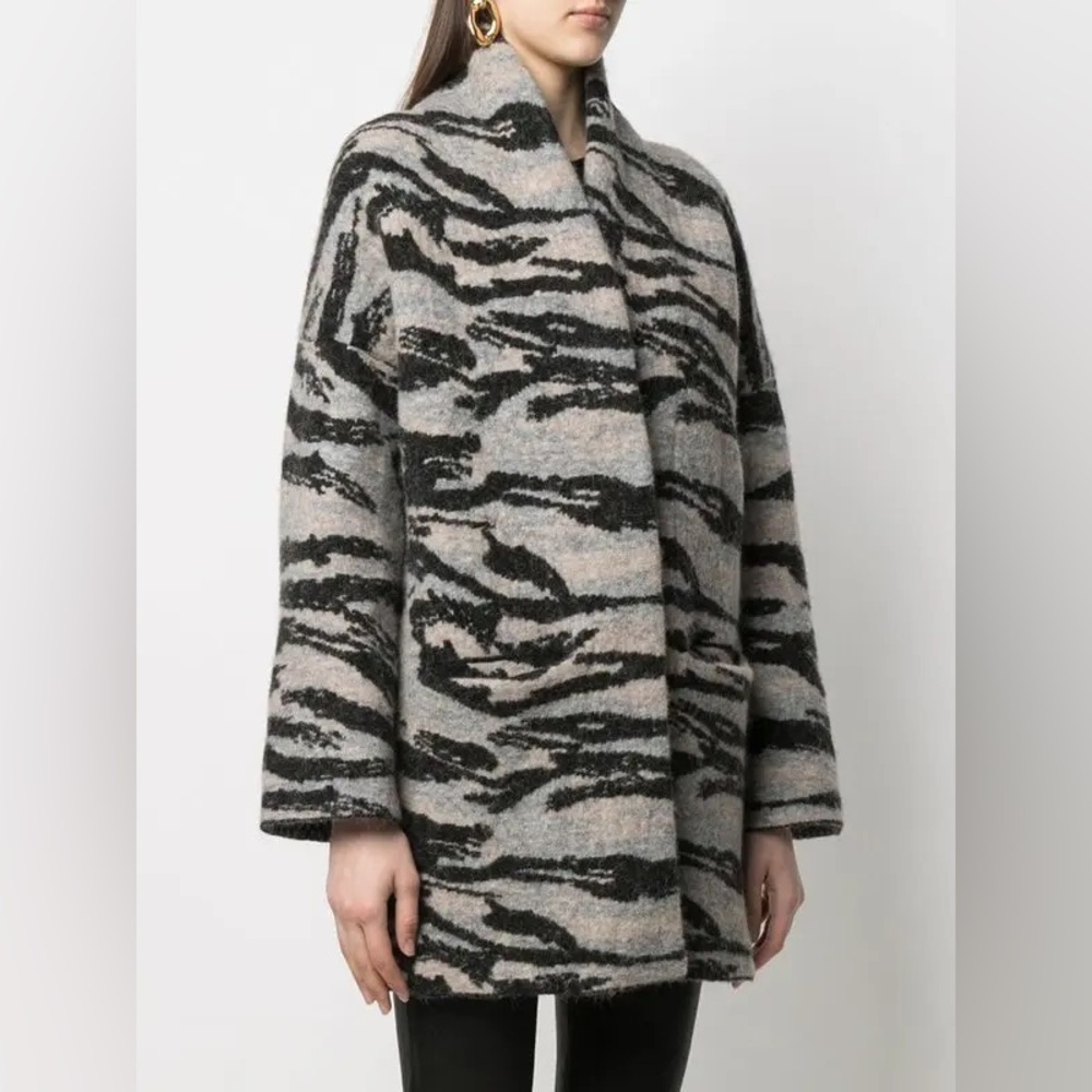 ZADIG & VOLTAIRE Mia Wool-Blend Camo Jacquard Knit Cardigan/Coat Size XS/S